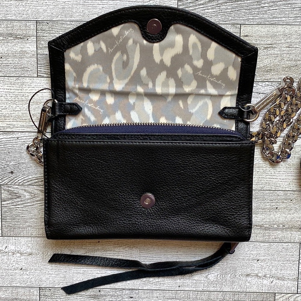 🌸🌿Aimee Kestenberg Delancey Floral Black Leather Wallet On a Chain - Picture 9 of 12